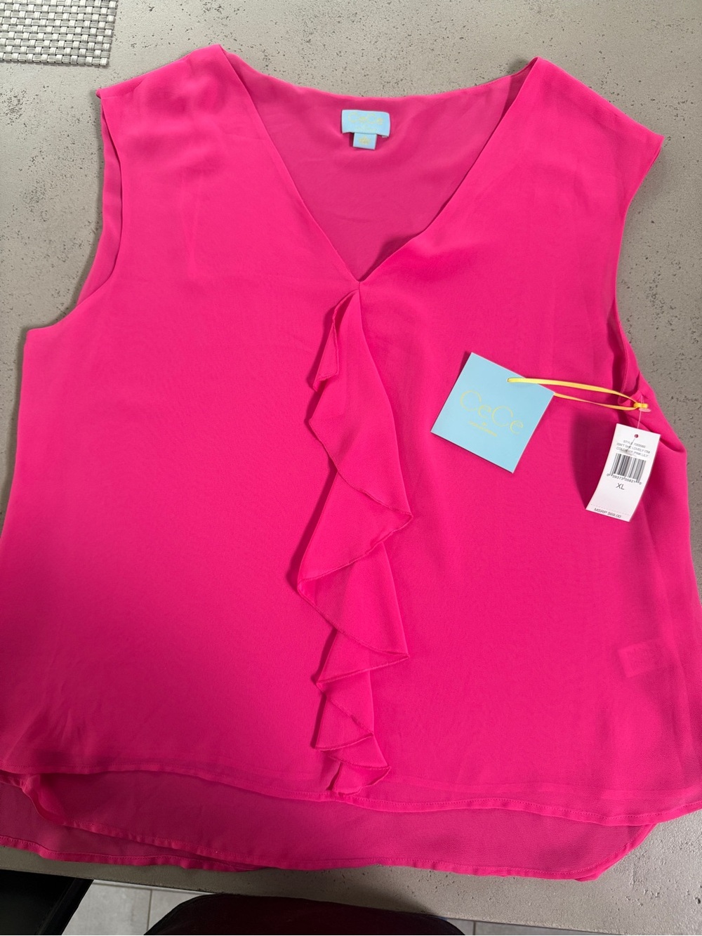 Cato Pink Ruffle V-Neck Sleeveless Top